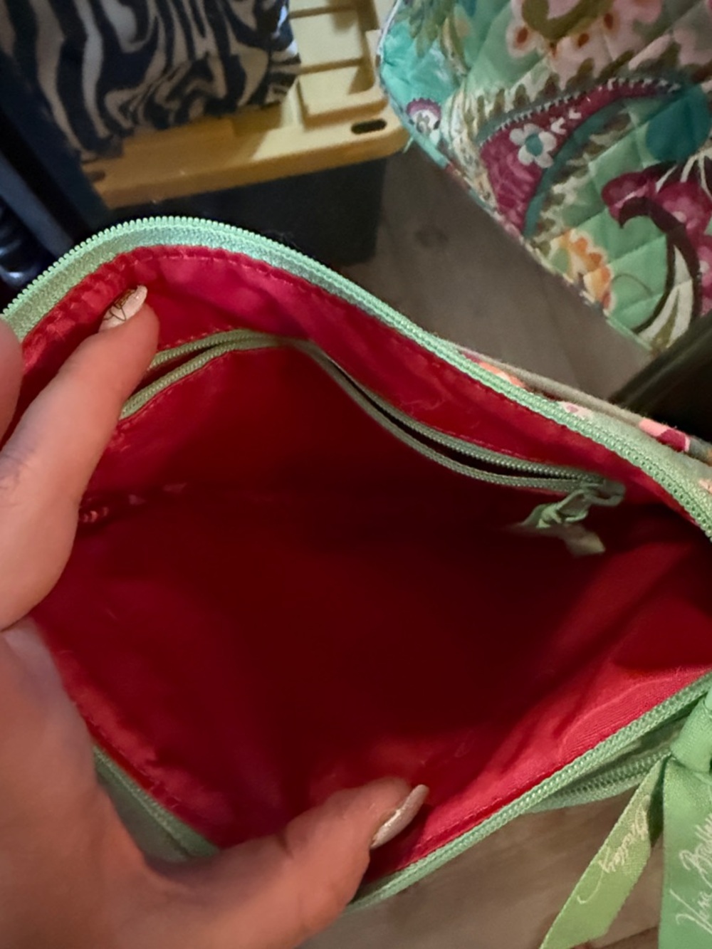 Quilted Vera Bradley Tutti Frutti Floral Mini Hipster Crossbody Bag in Green - Picture 4 of 5